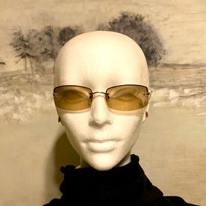 CHANEL Amber Lens Rimless Sunglasses with Gold Temples